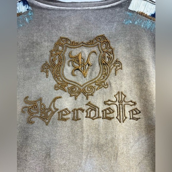 Verdette Premium Collection Cotton T Shirt with Yarn Denim Features Size Medium - Picture 8 of 14